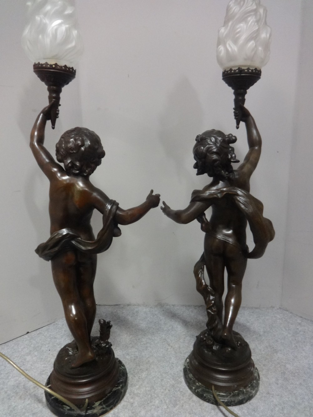 Fabulous Pair Large Victorian Cherub Lamps View XI