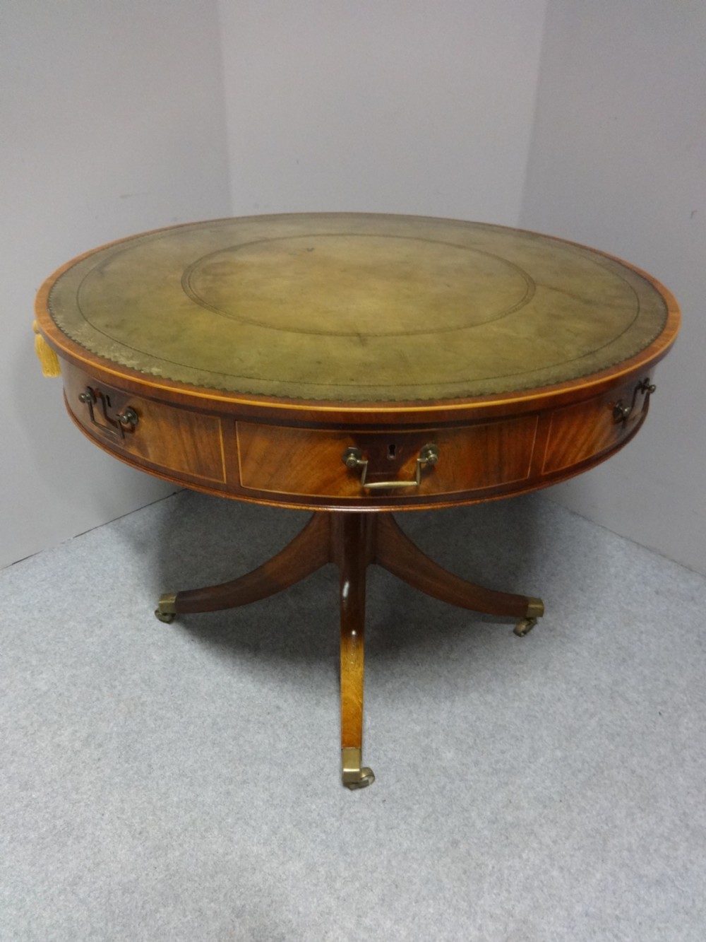 Superb Inlaid Mahogany Drum Table