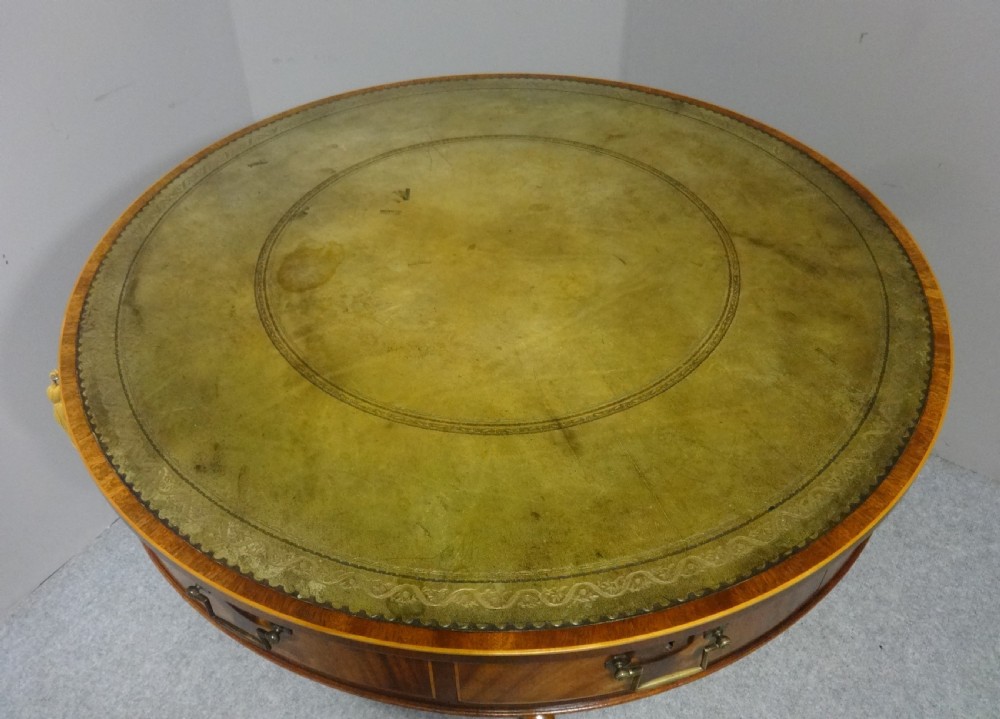 Superb Inlaid Mahogany Drum Table View II