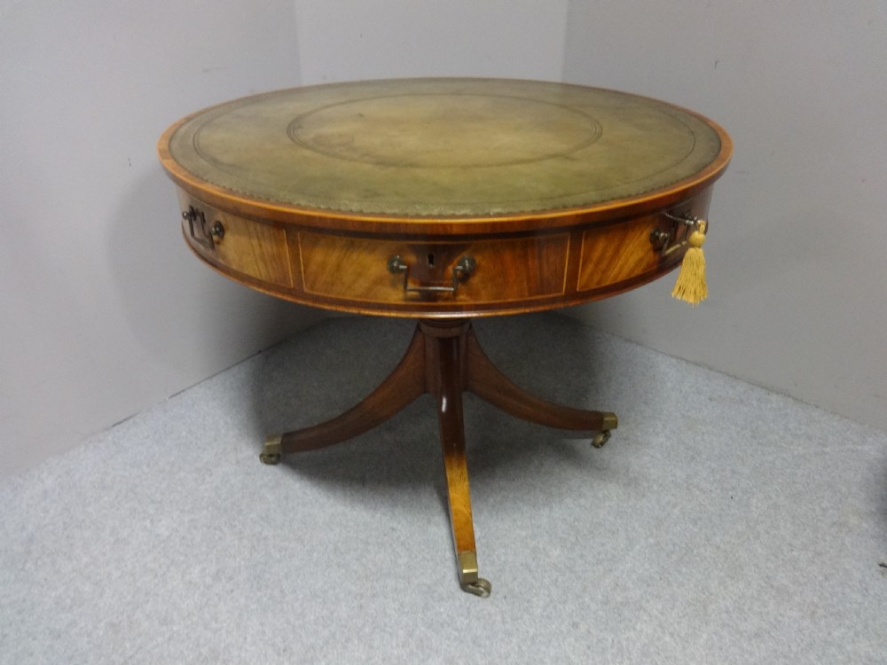 Superb Inlaid Mahogany Drum Table View IX
