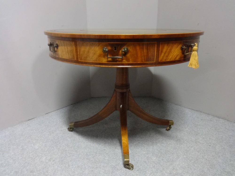 Superb Inlaid Mahogany Drum Table View X