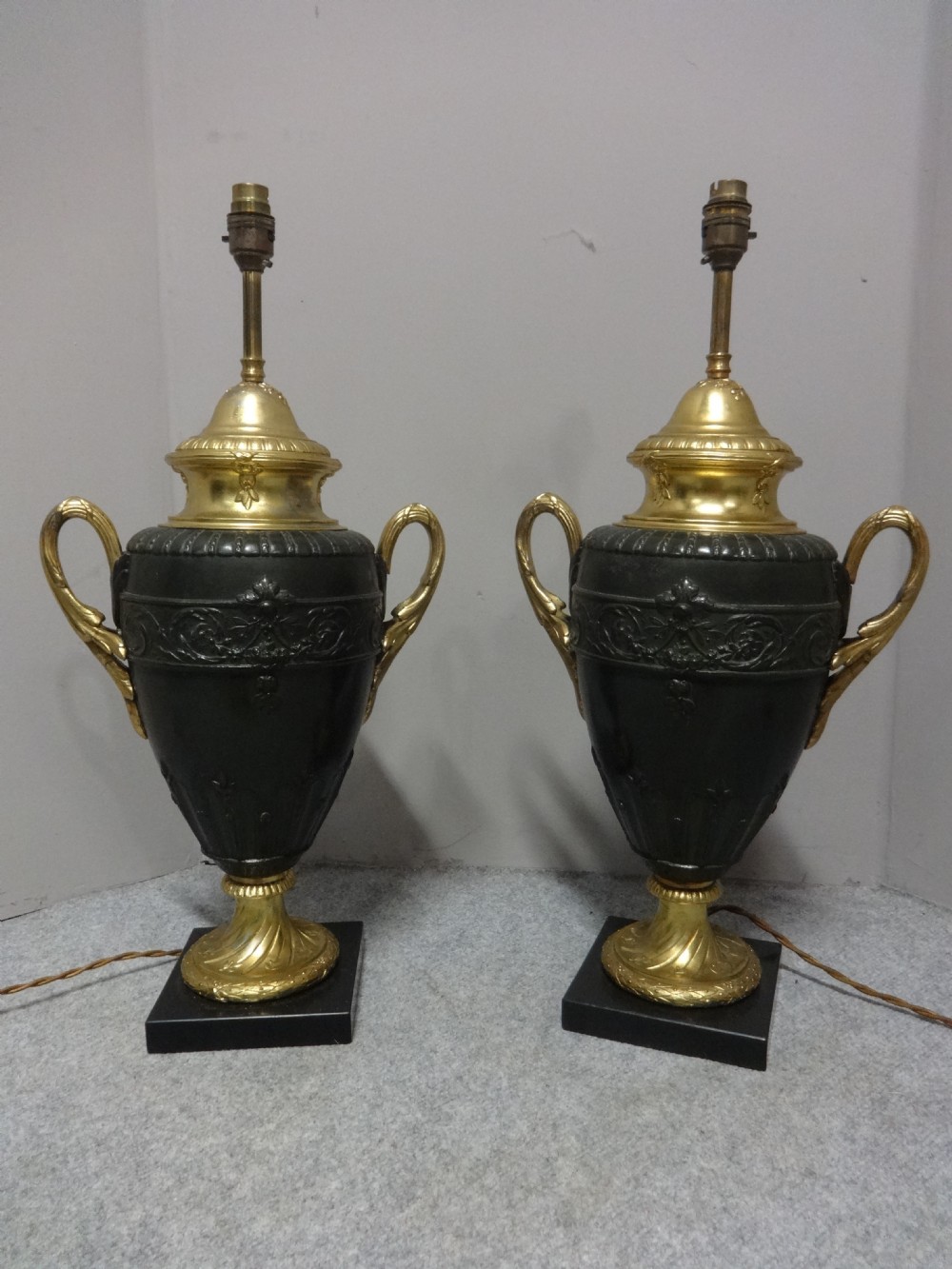 Very Good Pair Gilt Metal Lamps