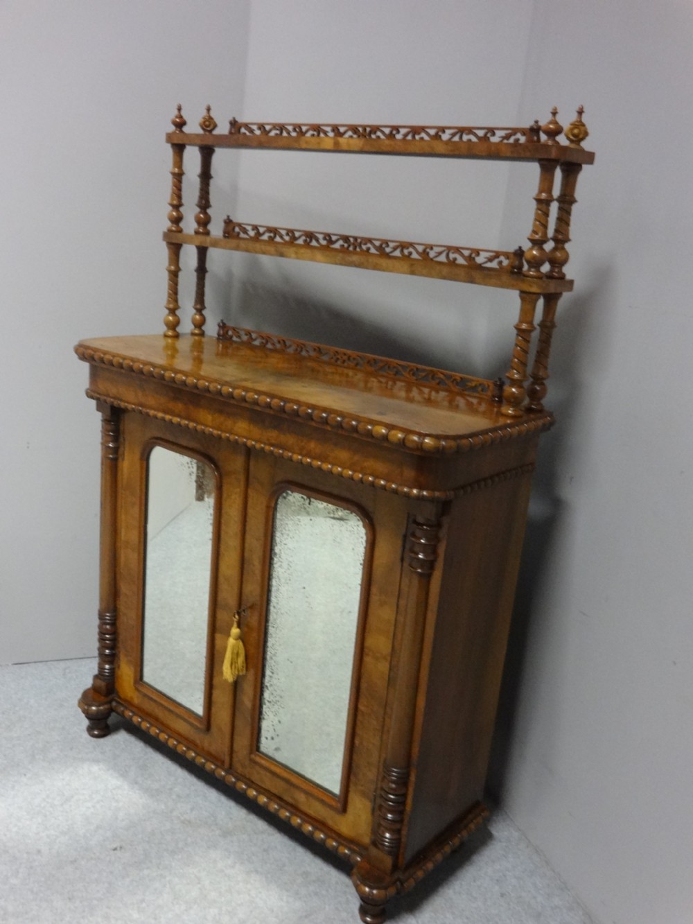 Pretty Victorian Burr Walnut Chiffonier View III