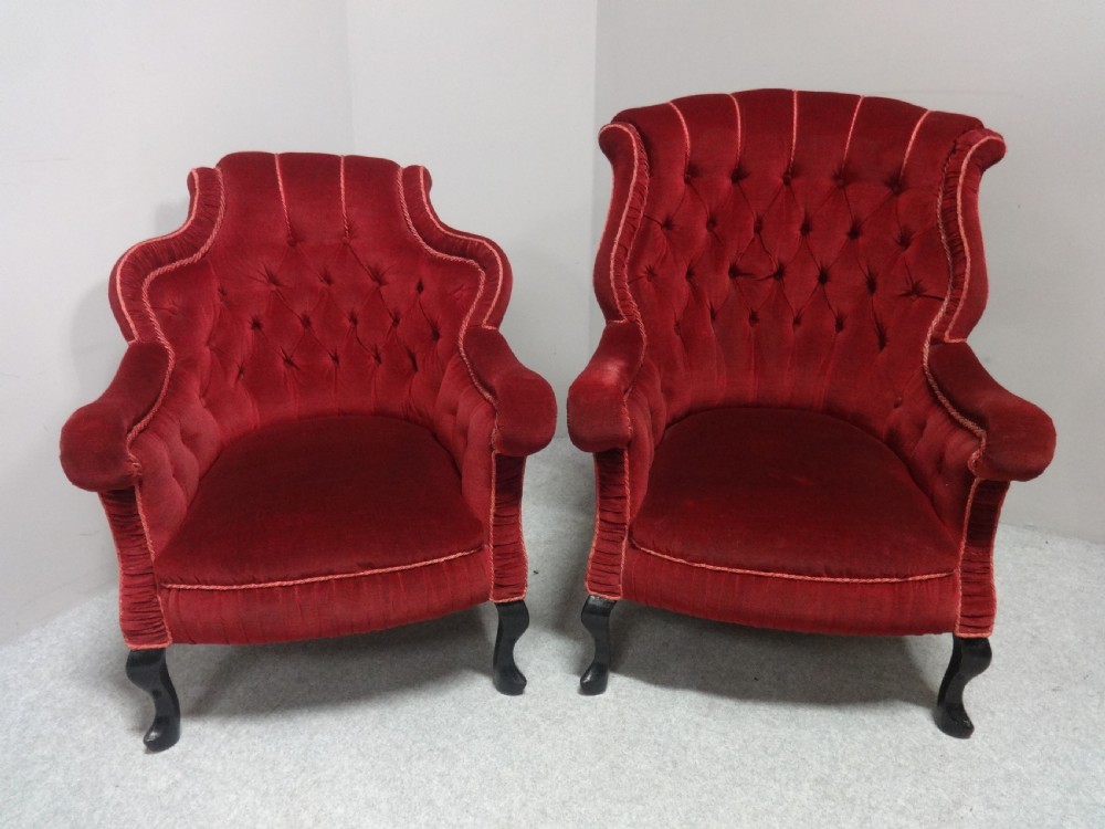 Lovely Pair of Edwardian Ladies and Gentlemans Armchairs View II