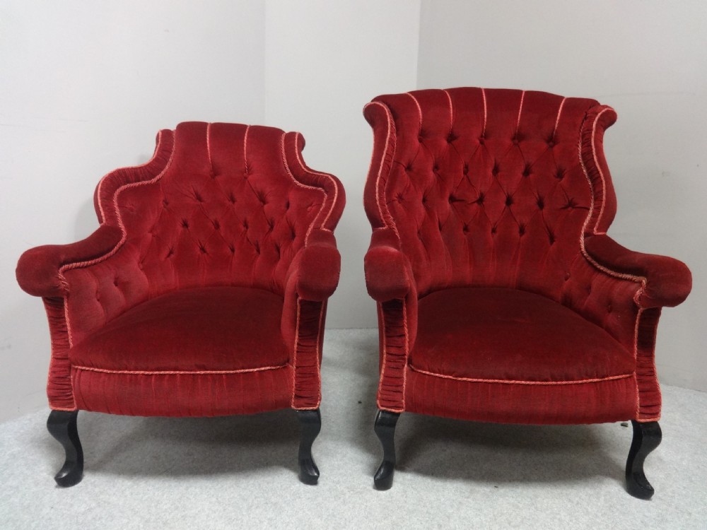 Lovely Pair of Edwardian Ladies and Gentlemans Armchairs View V