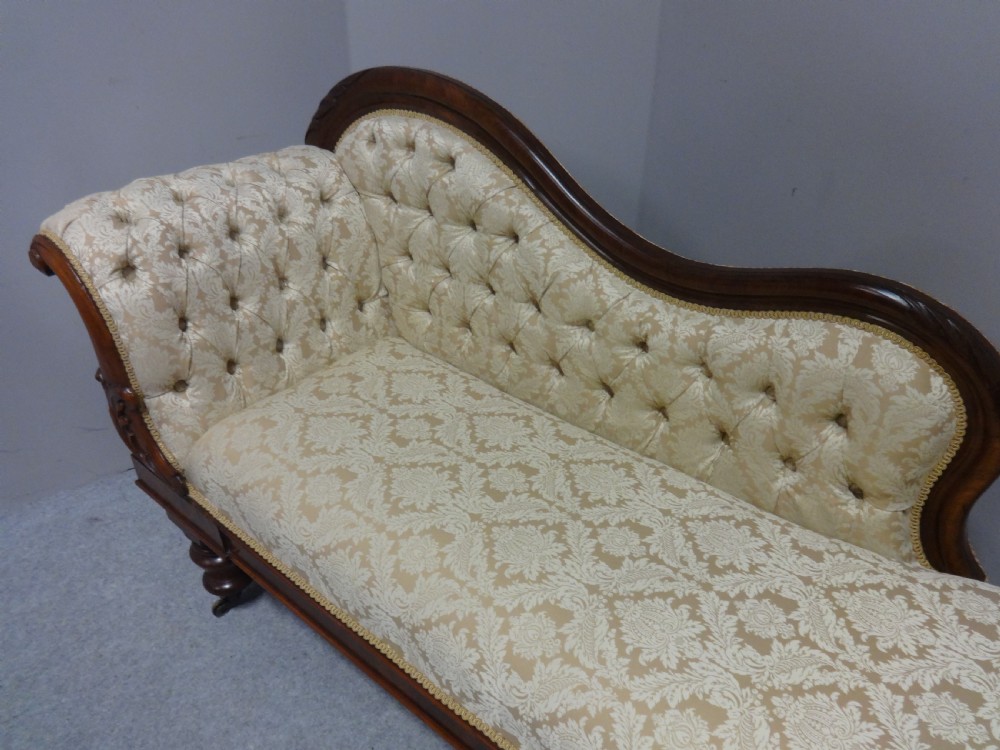 Very Good Victorian Mahogany Chaise Lounge View IV