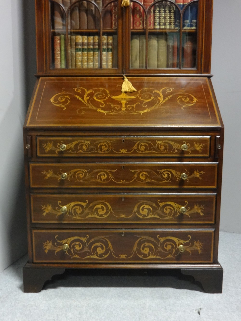 Outstanding Inlaid Mahogany Bureau Bookcase View V