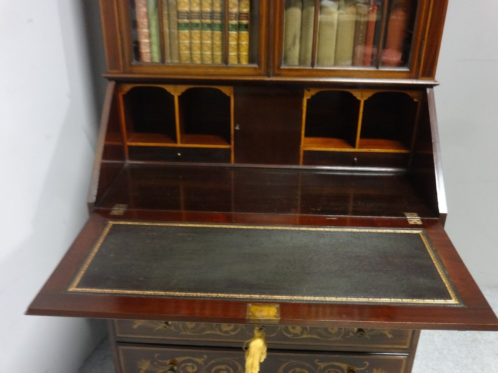 Outstanding Inlaid Mahogany Bureau Bookcase View VII