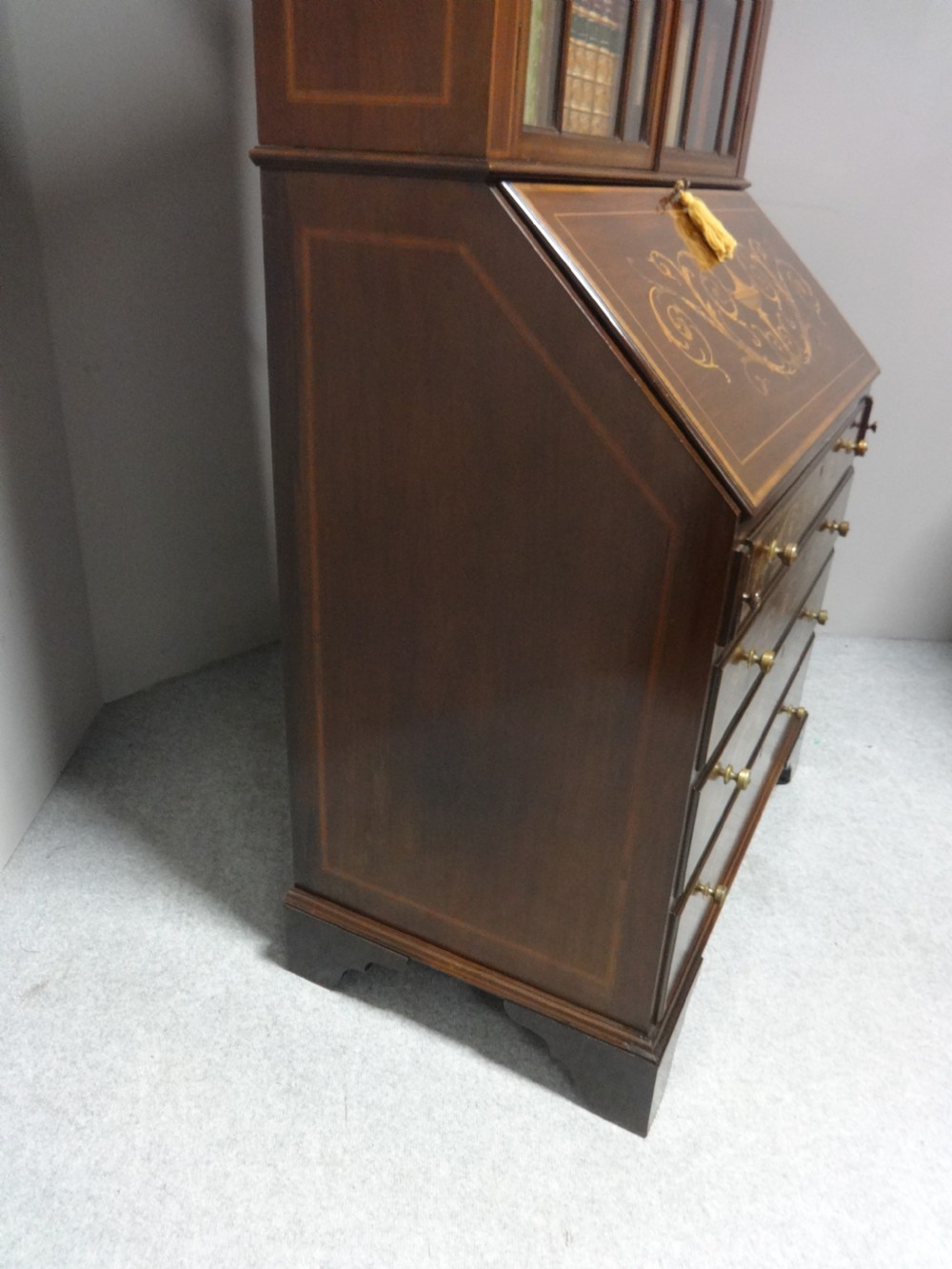 Outstanding Inlaid Mahogany Bureau Bookcase View X