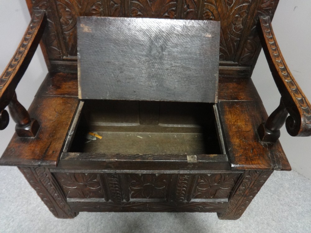 C17th Oak Monks Bench of Small Proportions View III