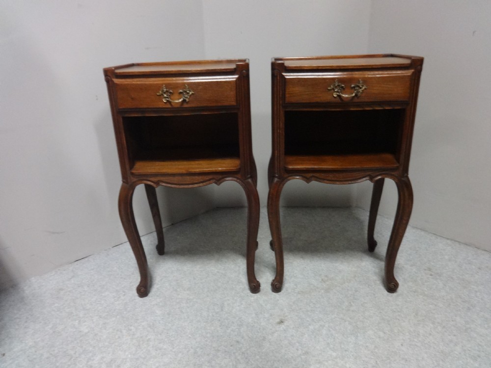 Good Pair French Oak Bedside Cabinets View II