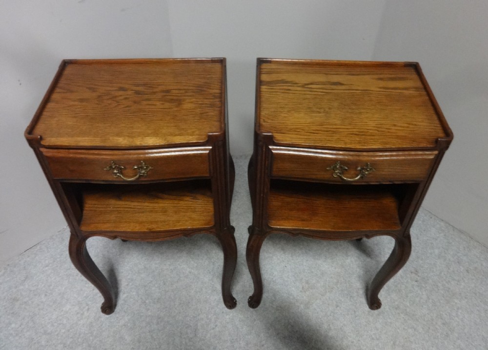 Good Pair French Oak Bedside Cabinets View III