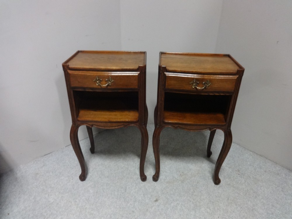 Good Pair French Oak Bedside Cabinets View IV