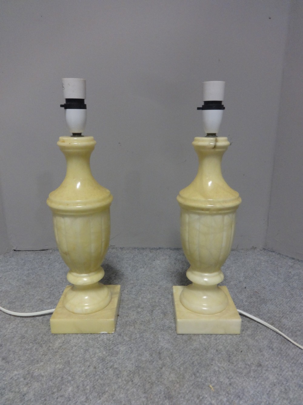 Good Pair French Marble Table Lamps