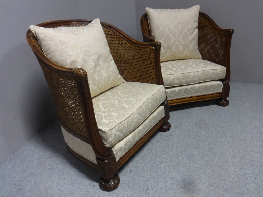 Outstanding Pair Bergere Easy Chairs View II