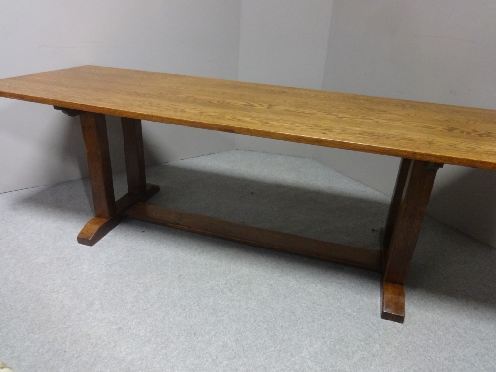 Large 14 Seater Oak Farmhouse Refrectory Dining Table, Abbotts Bromley Schhol
