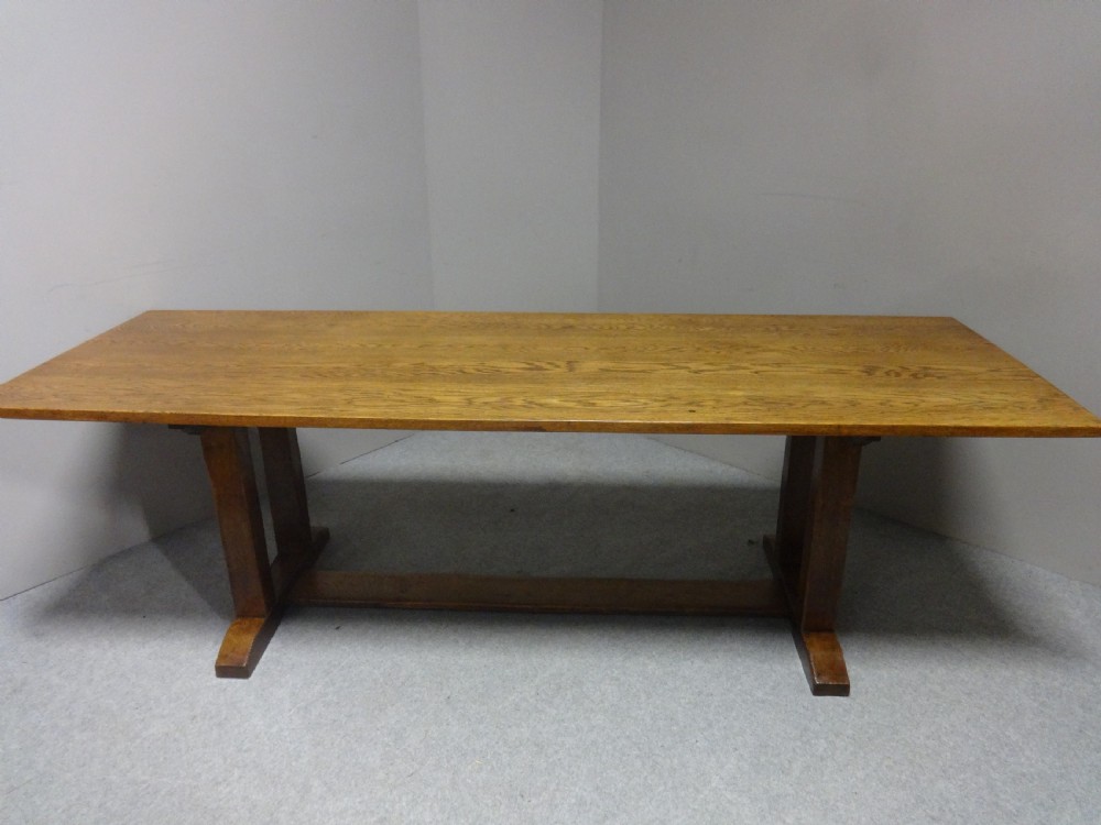 Large 14 Seater Oak Farmhouse Refrectory Dining Table, Abbotts Bromley Schhol View II