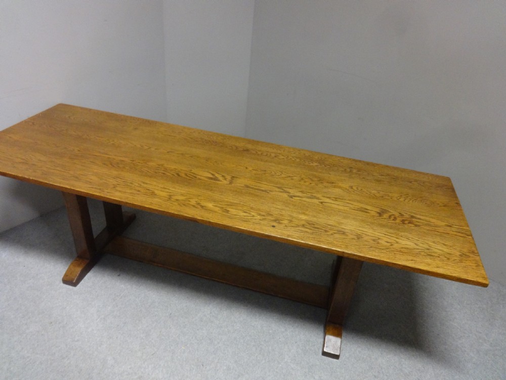 Large 14 Seater Oak Farmhouse Refrectory Dining Table, Abbotts Bromley Schhol View V