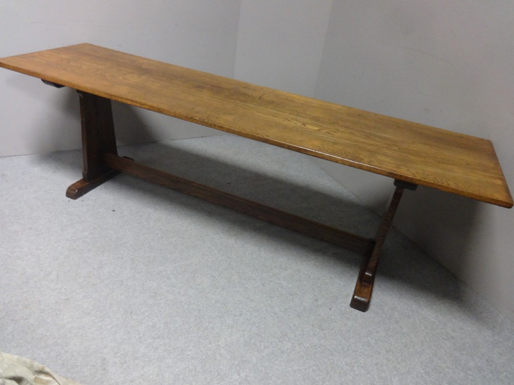 Superb Long 14 Seater Oak Farmhouse Refrectory Dining Table, Abbotts Bromley School