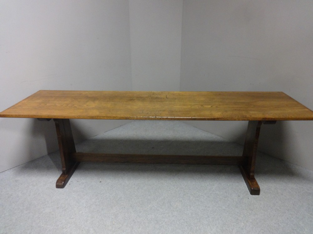 Superb Long 14 Seater Oak Farmhouse Refrectory Dining Table, Abbotts Bromley School View II