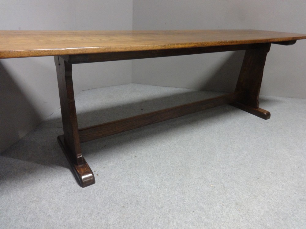 Superb Long 14 Seater Oak Farmhouse Refrectory Dining Table, Abbotts Bromley School View III