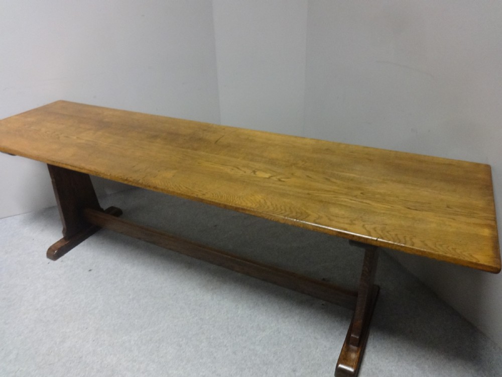 Superb Long 14 Seater Oak Farmhouse Refrectory Dining Table, Abbotts Bromley School View V