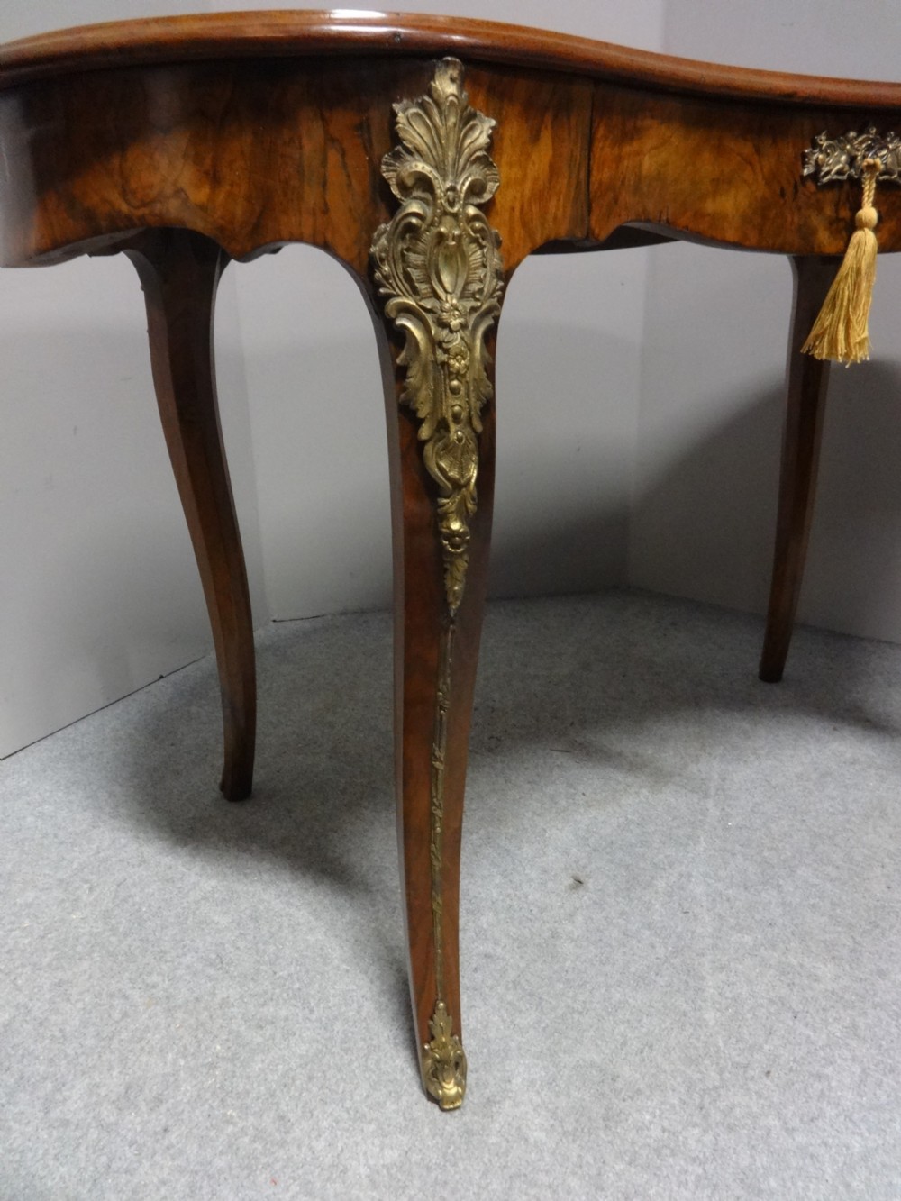Superb Burr Walnut Kidney Desk View VII