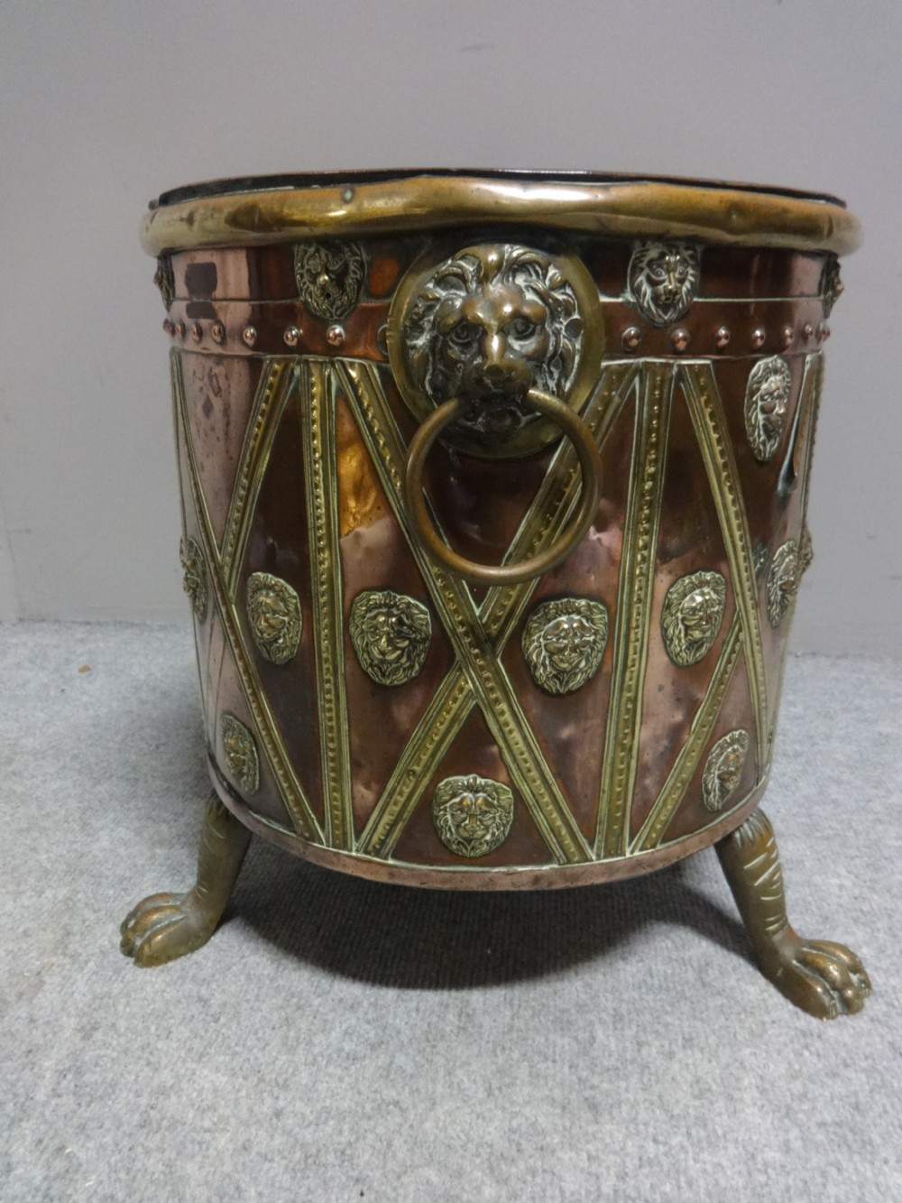 Lovely Copper and Brass Dated Log Bin View III