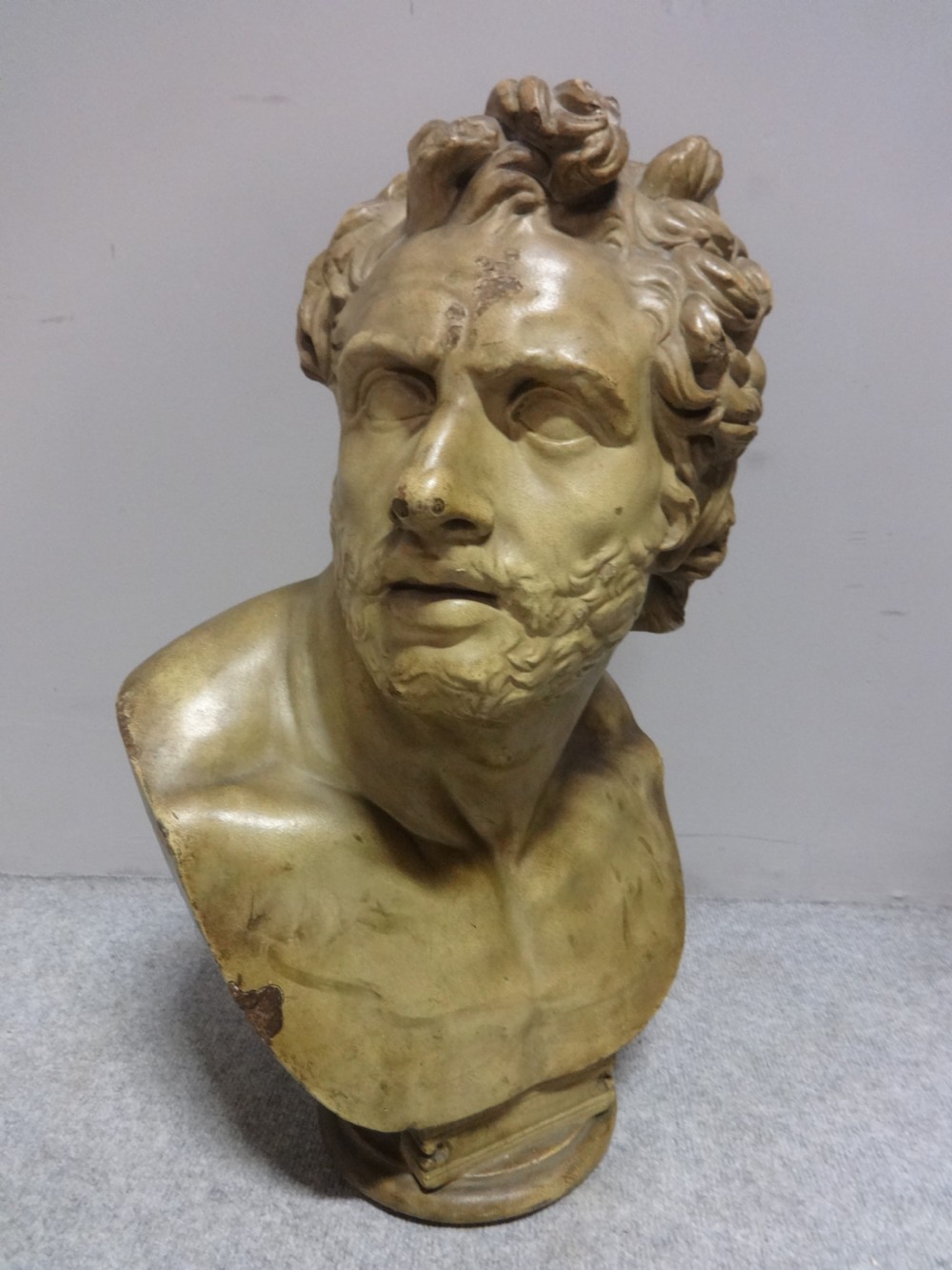 Large French Signed Plaster Bust