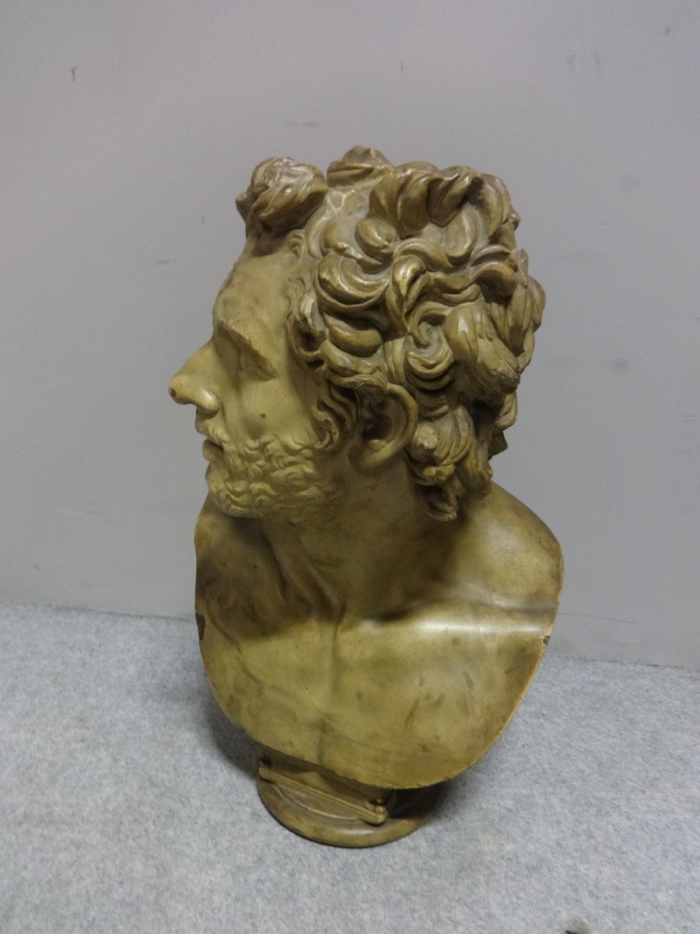 Large French Signed Plaster Bust View II