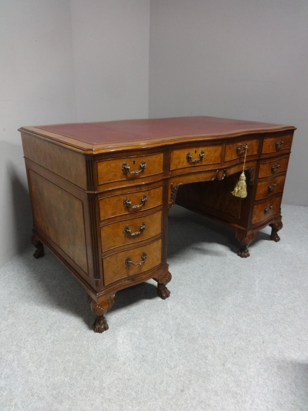 Outstanding Burr Walnut Serpentine Desk