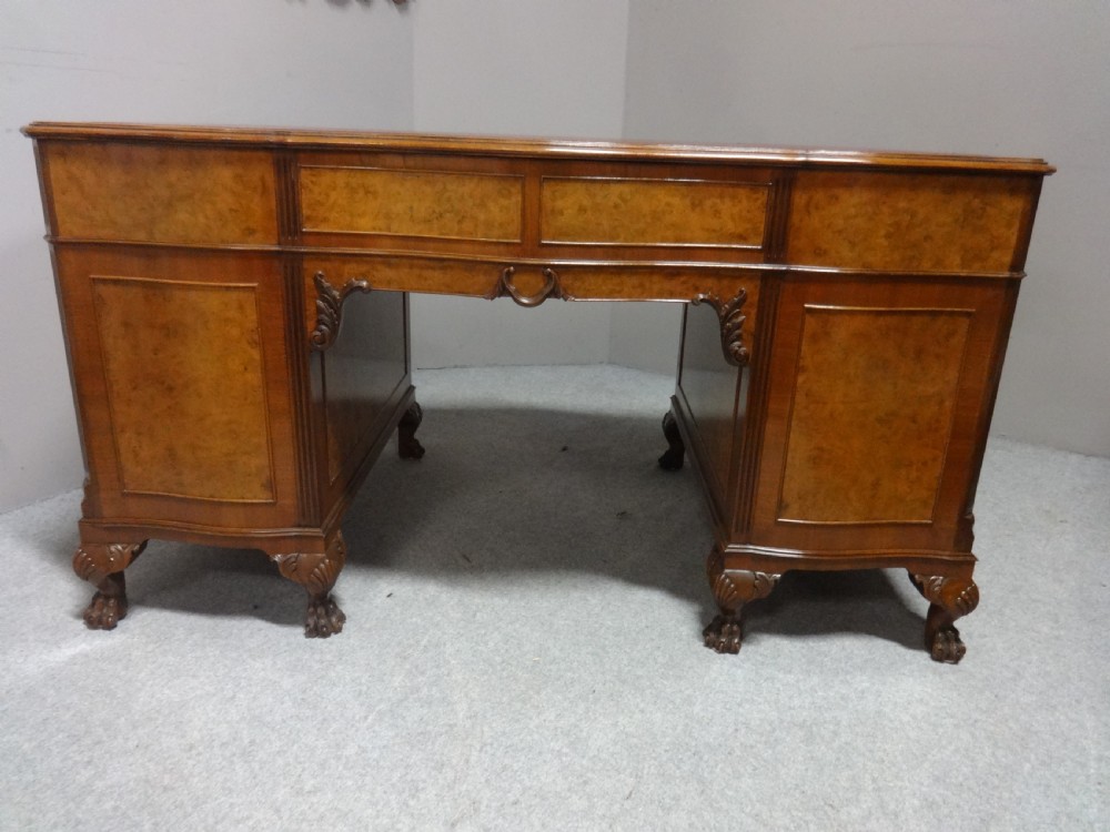 Outstanding Burr Walnut Serpentine Desk View II