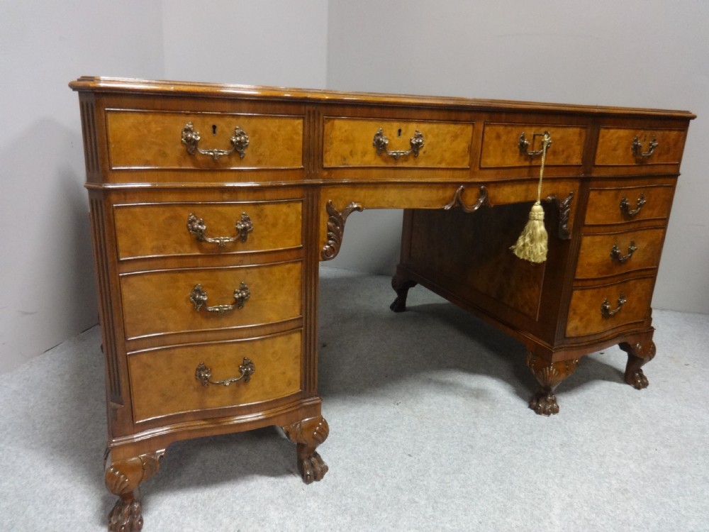 Outstanding Burr Walnut Serpentine Desk View IV