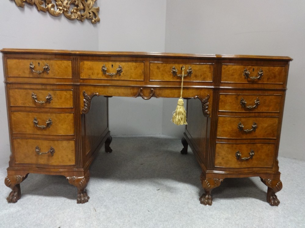 Outstanding Burr Walnut Serpentine Desk View V