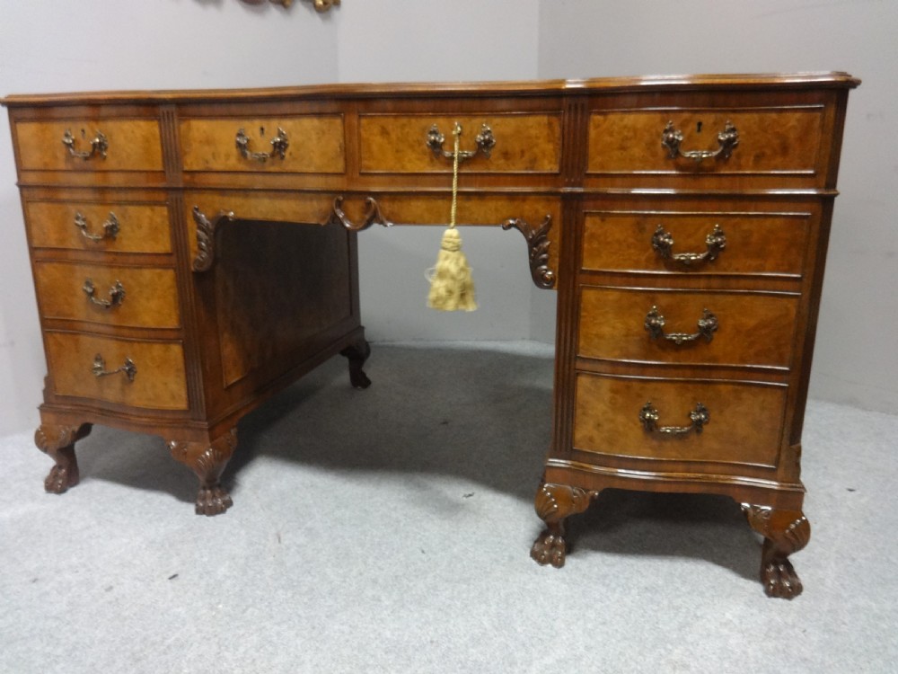 Outstanding Burr Walnut Serpentine Desk View VI