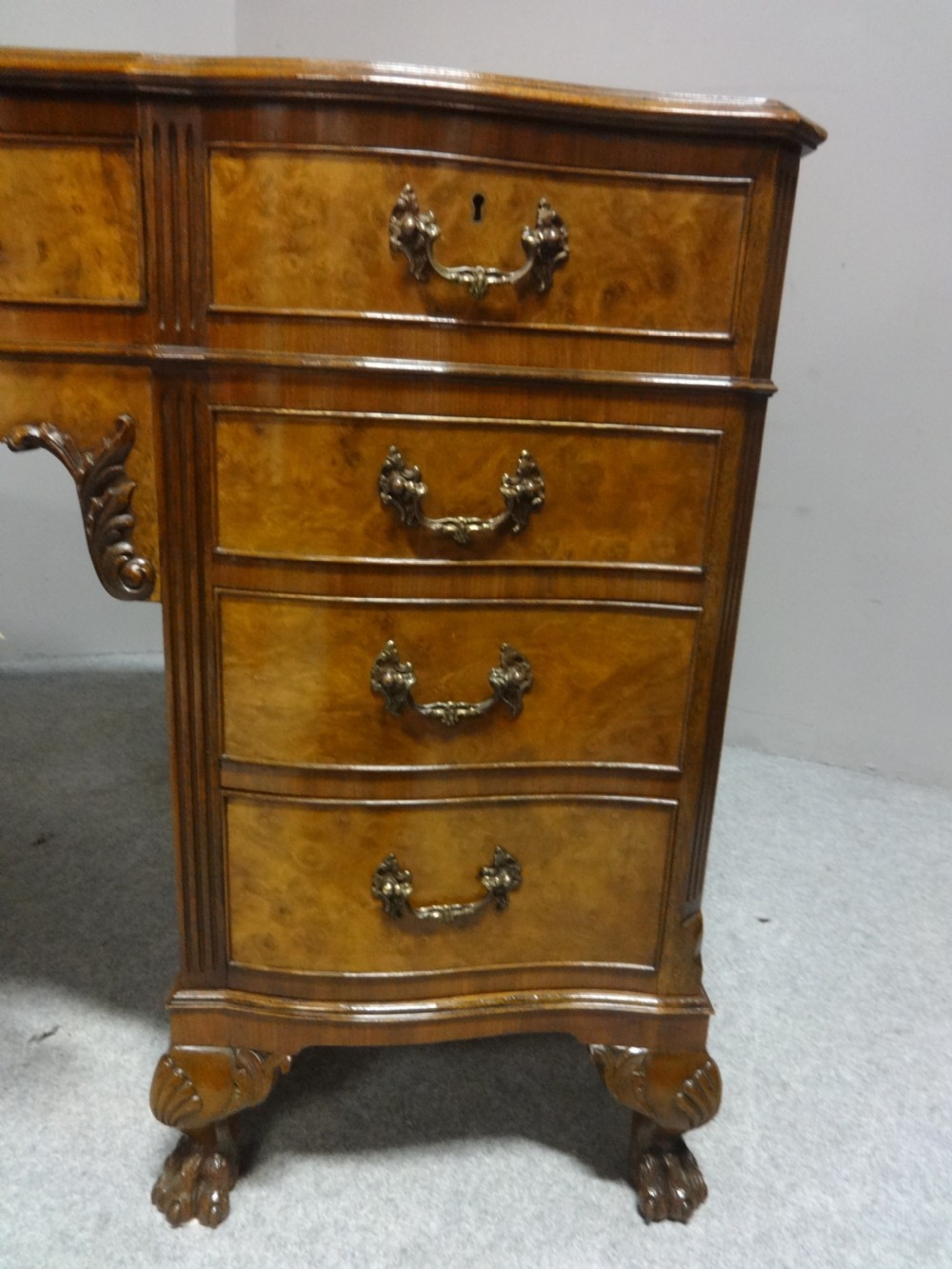 Outstanding Burr Walnut Serpentine Desk View VII