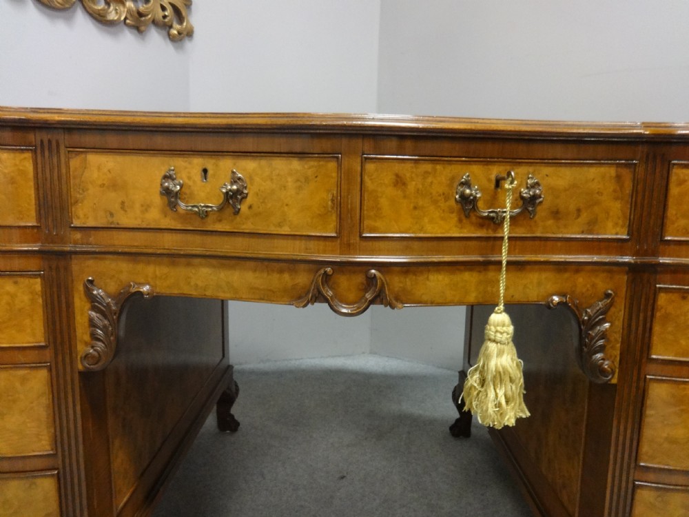 Outstanding Burr Walnut Serpentine Desk View IX