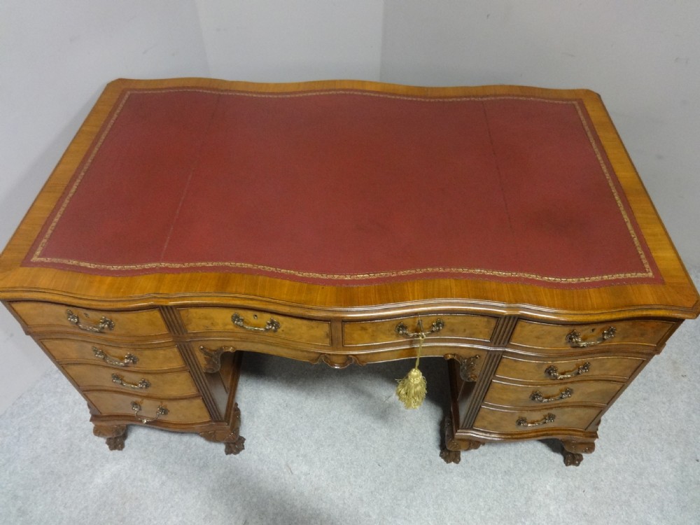 Outstanding Burr Walnut Serpentine Desk View XII