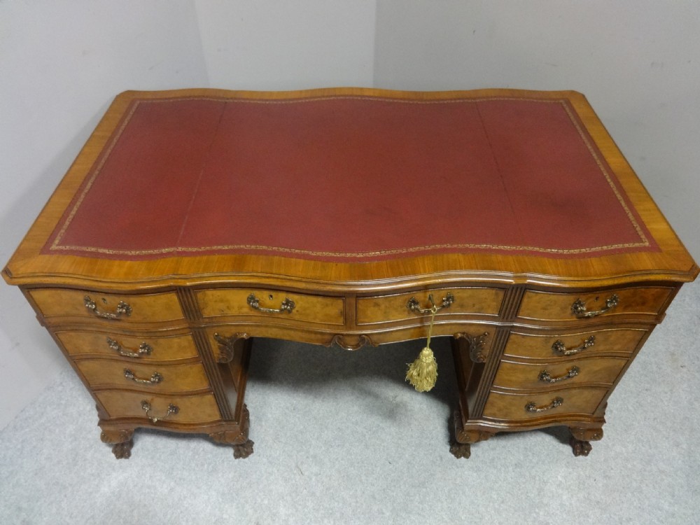 Outstanding Burr Walnut Serpentine Desk View XIII