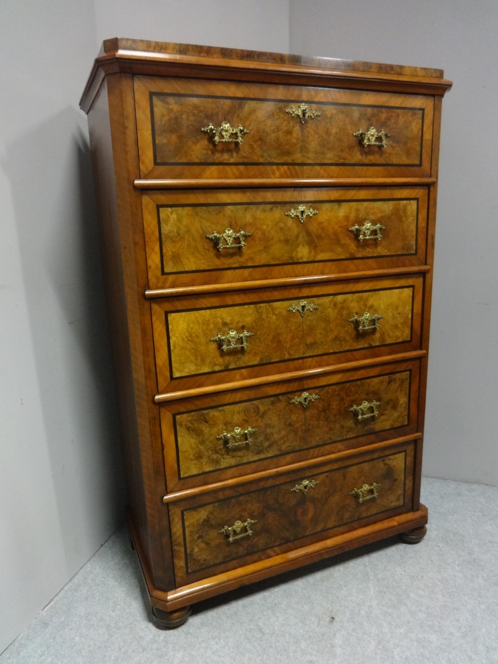 Superb Burr Walnut Tall Chest of Drawers View II