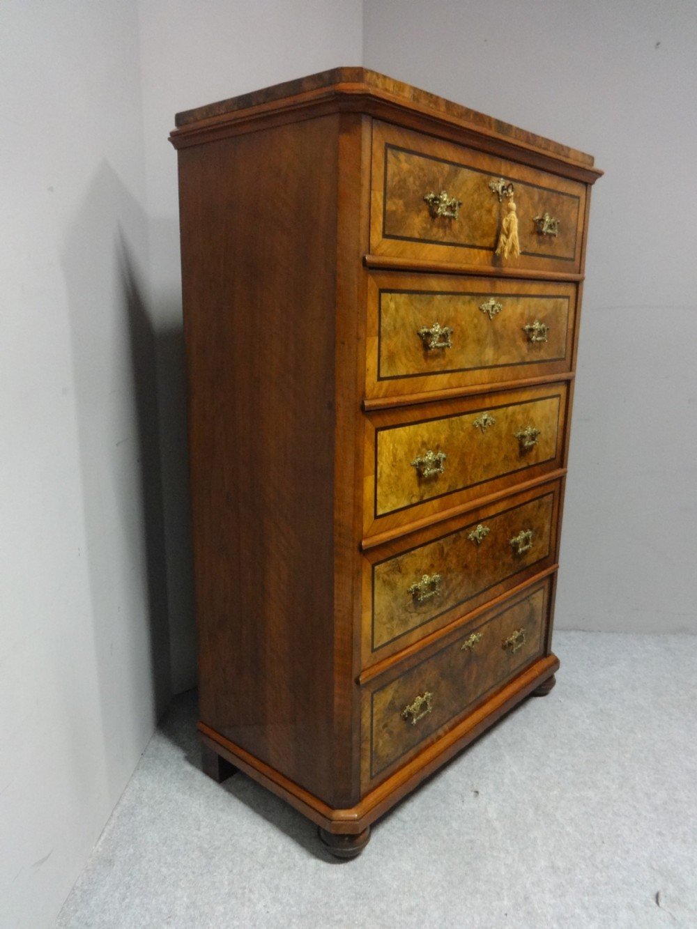 Superb Burr Walnut Tall Chest of Drawers View VIII