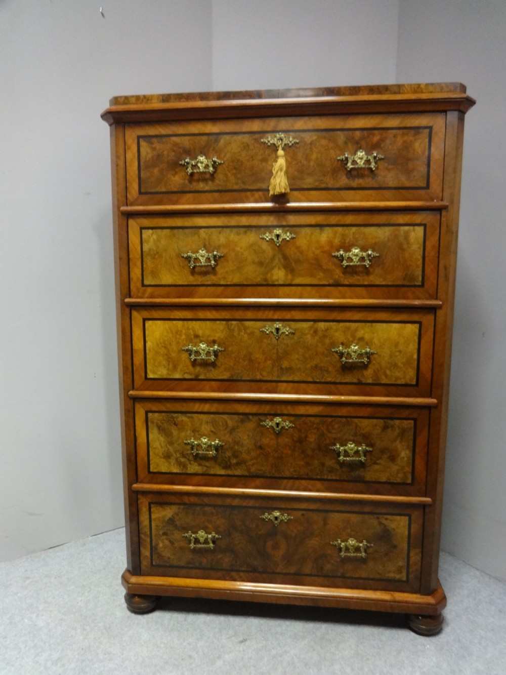 Superb Burr Walnut Tall Chest of Drawers View IX