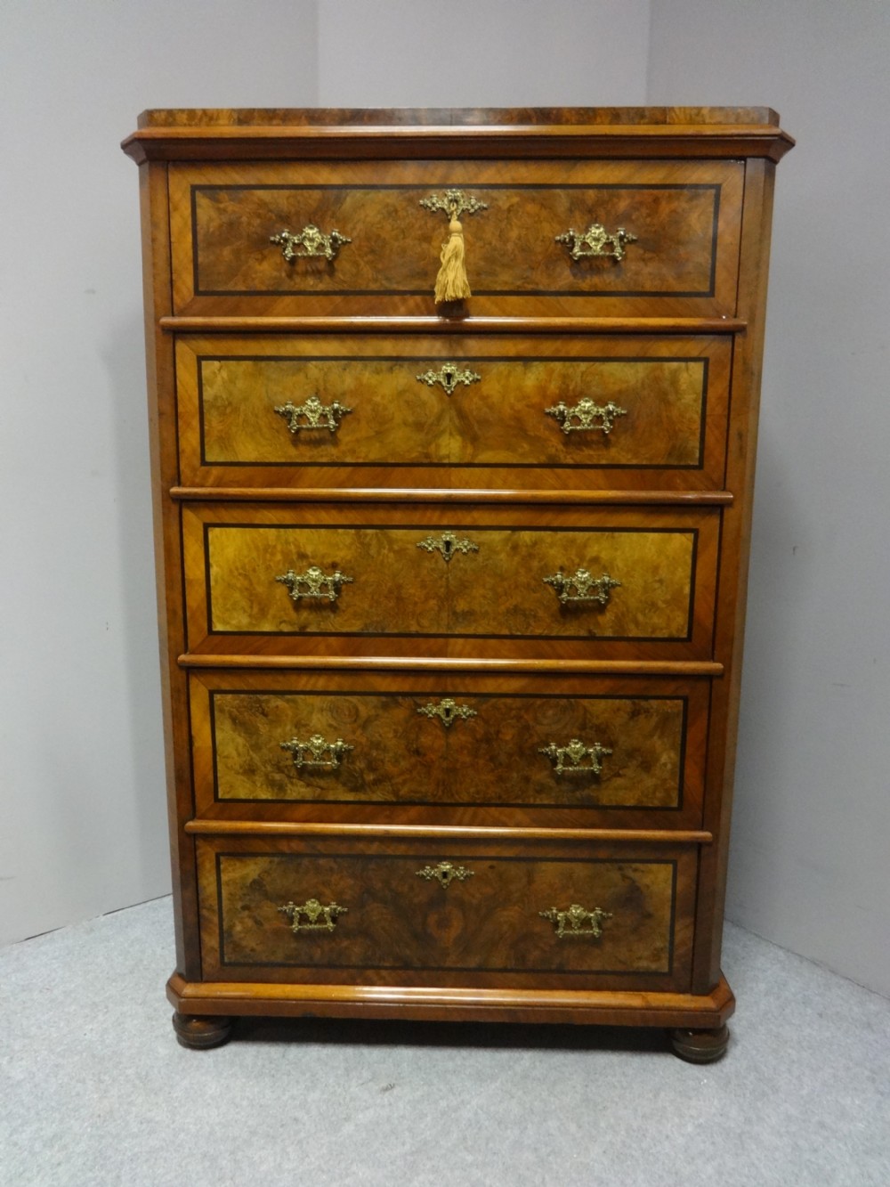 Superb Burr Walnut Tall Chest of Drawers View X