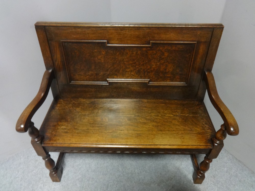 Very Good Quality Two Seater Oak Settle View V