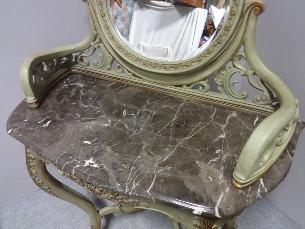 Very Pretty French Parcel Gilt and Painted Dressing Table View V