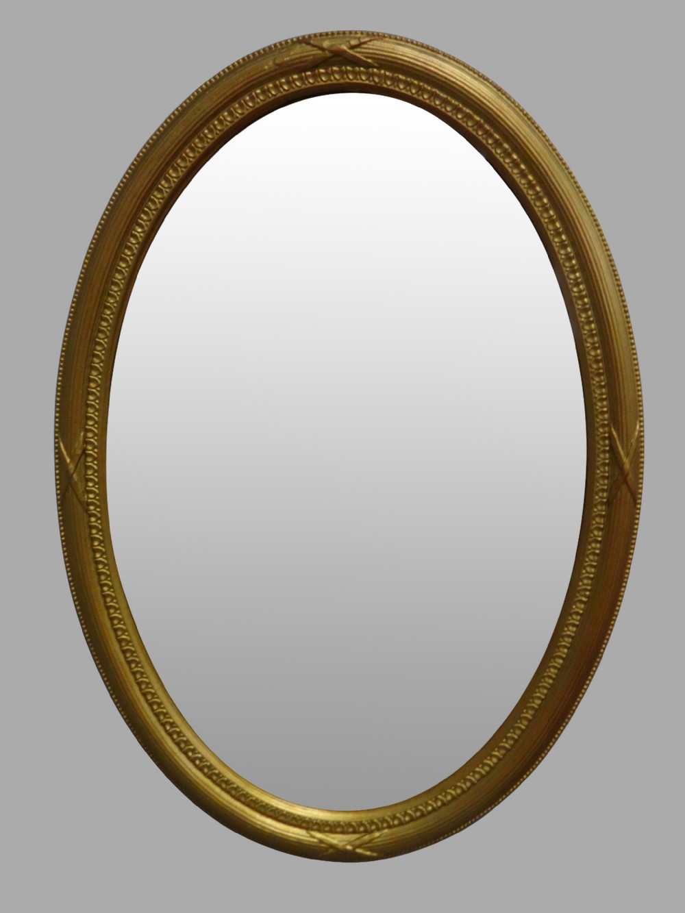 LARGE EARLY VICTORIAN OVAL GILT WALL MIRROR