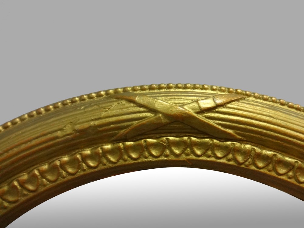 LARGE EARLY VICTORIAN OVAL GILT WALL MIRROR View III