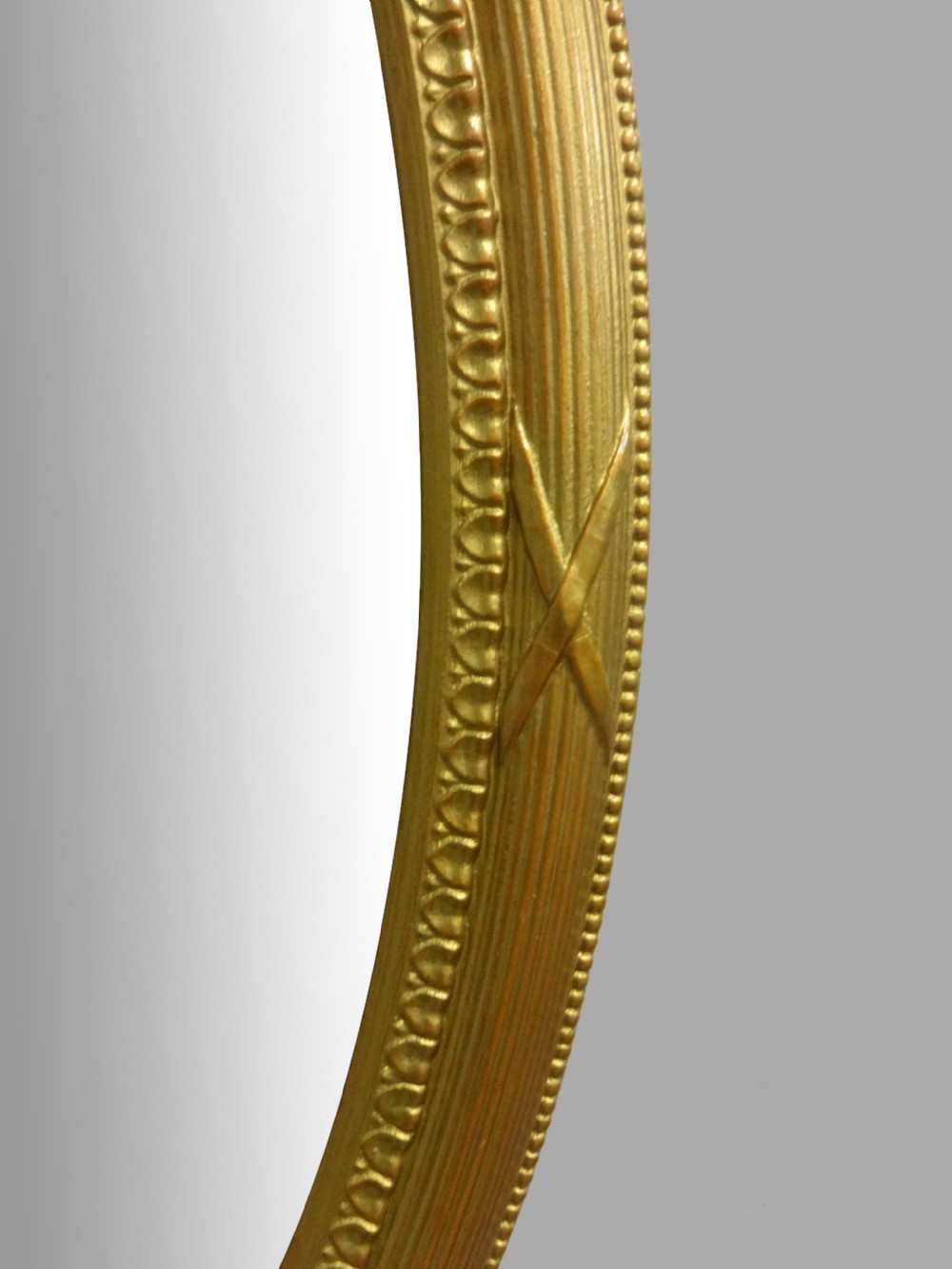LARGE EARLY VICTORIAN OVAL GILT WALL MIRROR View IV