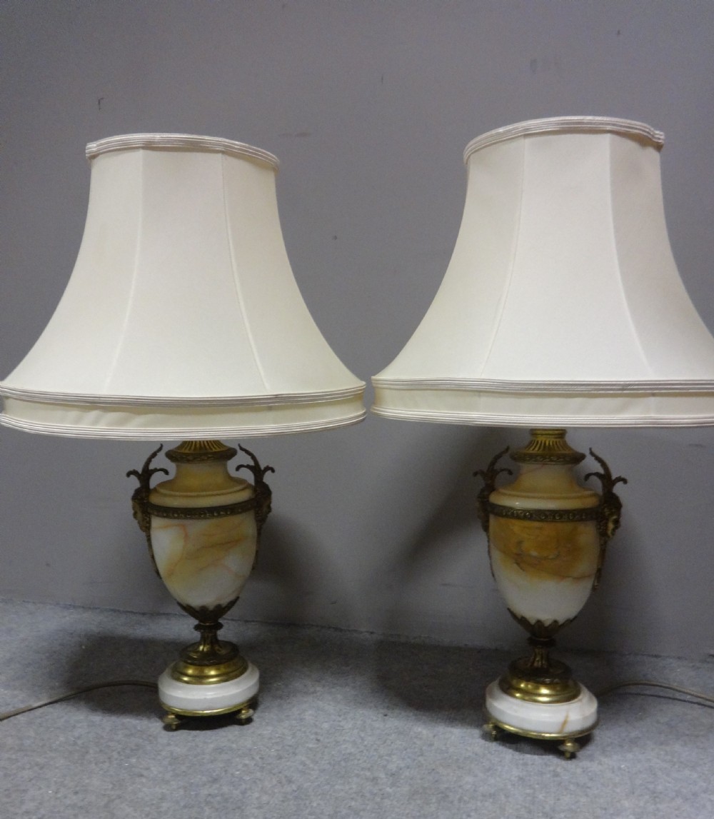 Top Quality Pair French Marble Table Lamps