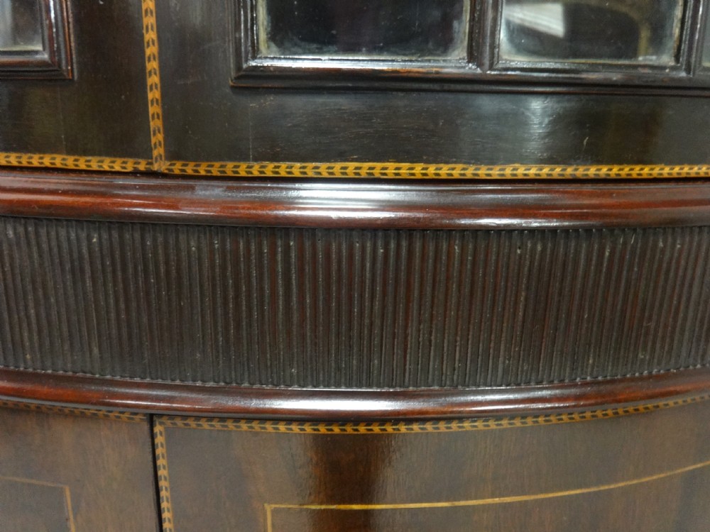 Georgian Inlaid Bowed Mahogany Corner Cabinet View VI